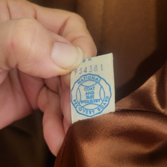 VTG 60s Brown Wool Coat Mink Fur Collar Glam Old Money Hollywood Regency M-L - Picture 8 of 14